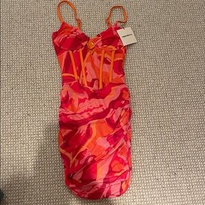 Superdown Pink and Orange Patterned Dress
